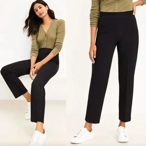 Loft Women's Small Black Pull On Straight Leg Ankle Crop Pants Ponte Stretch S